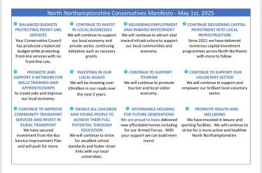 North Northamptonshire Conservatives Manifesto - May 1st, 2025